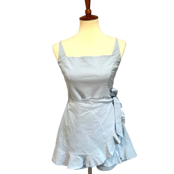 Princess Polly Pants - Princess Polly Cottage Hill Mini Romper Baby Blue Tiered Ruffle Wrap Skort